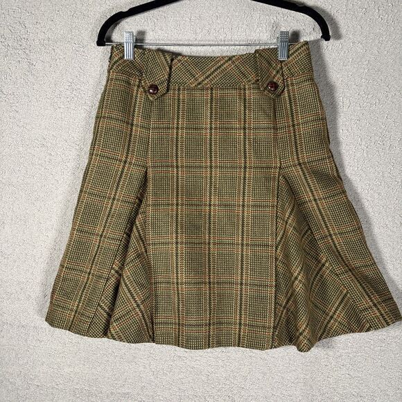 Context Petite Skirt Women’s Size 4P Pleated Tweed Plaid Wool Academia Preppy - Picture 7 of 11